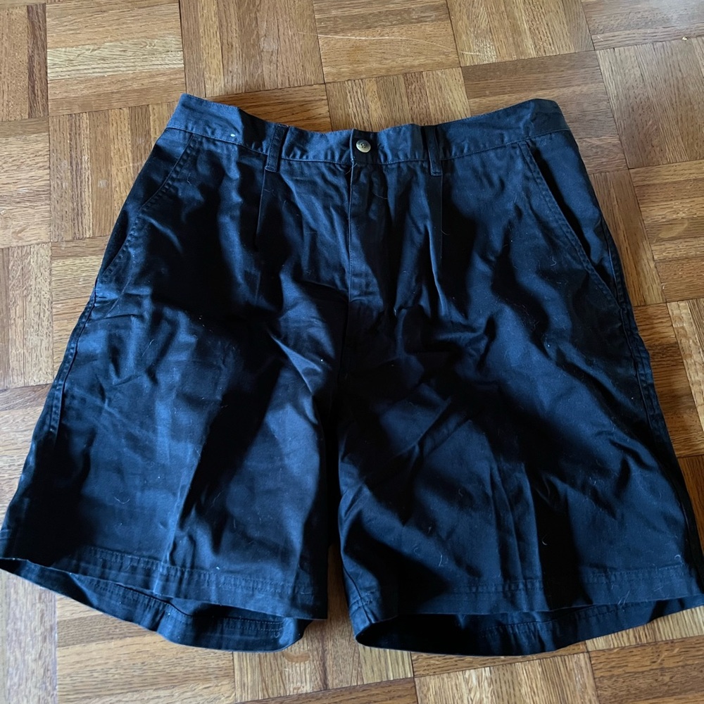 Classic Black Men's Flat Front Shorts
